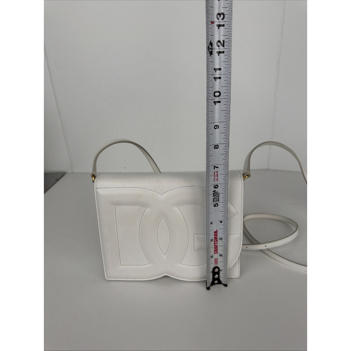 Dolce & Gabbana Small DG Logo Crossbody Bag in Calfskin White Leather S-13