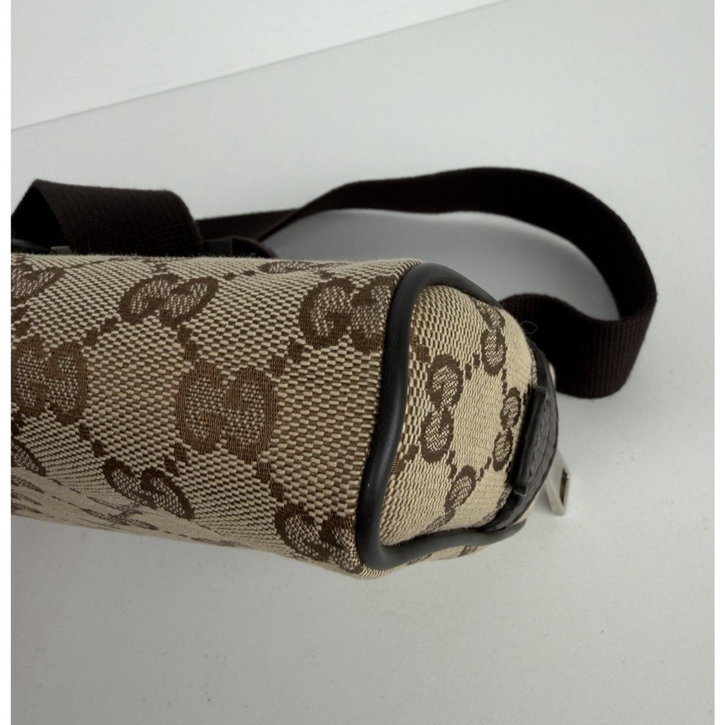 Gucci GG Monogram Belt Bag in Brown & Beige Canvas & Leather Trim S06