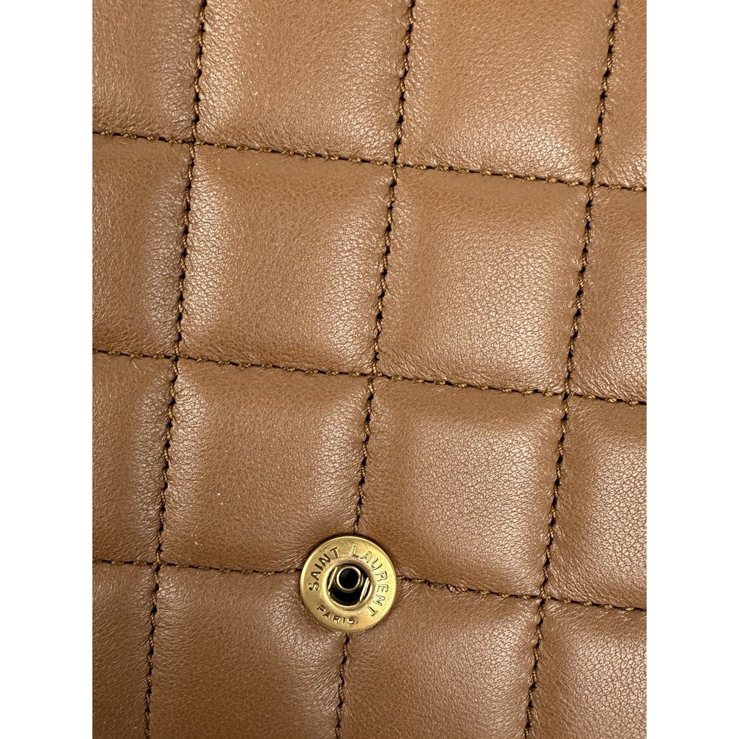 Saint Laurent Cassandre Quiltted Chain Strap Crossbody Women's Bag Brown