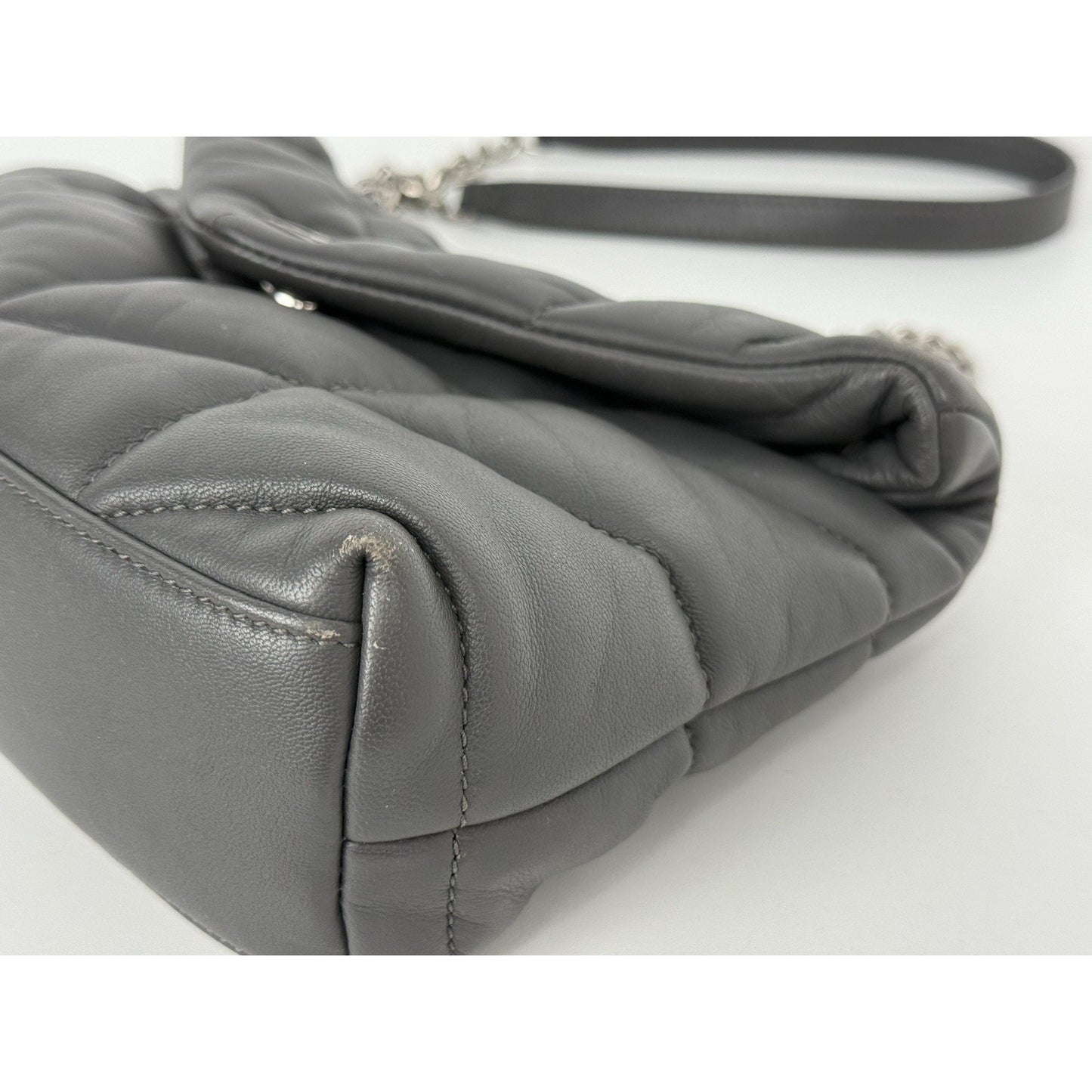 Saint Laurent Lou Puffer Medium Quilted Leather Grey Shoulder Bag