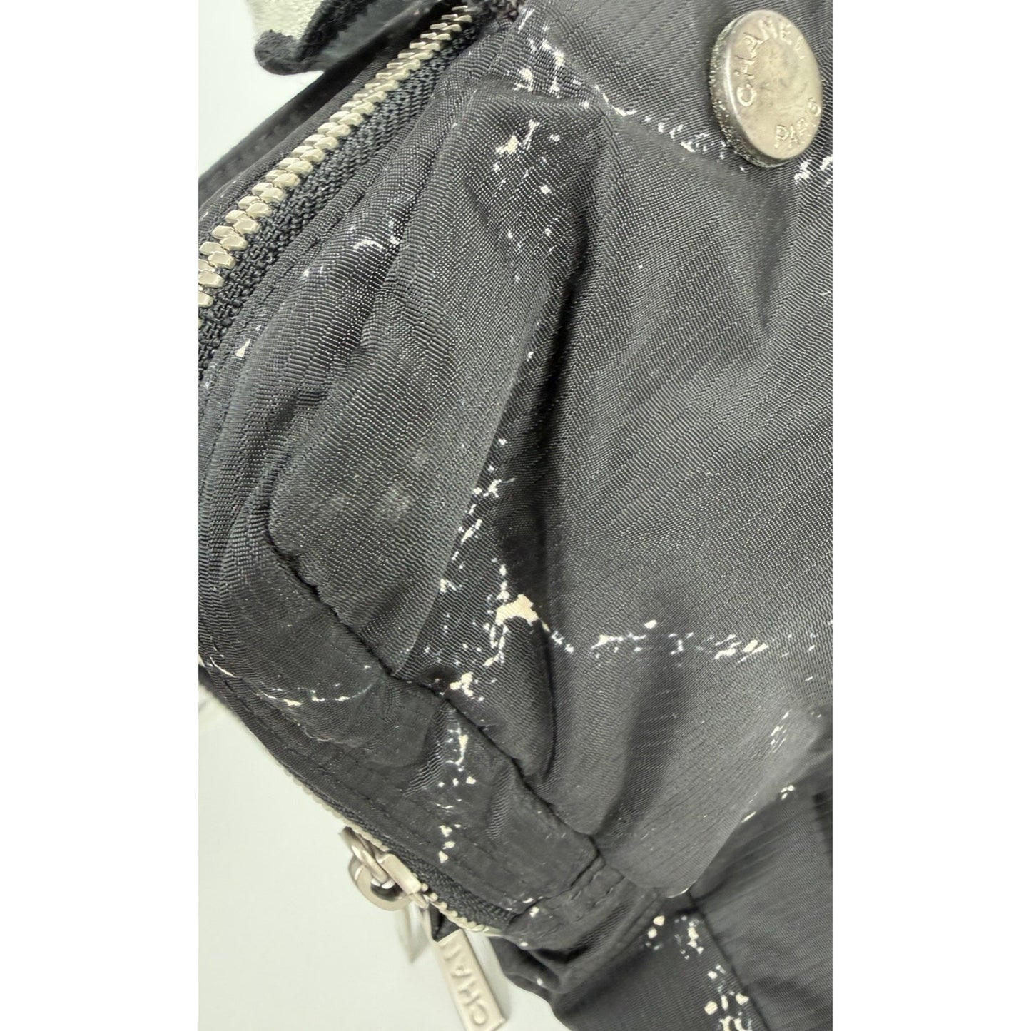 Chanel Travel Ligne Boston Vintage Duffle Bag in Black Printed Nylon 2000-2002 S