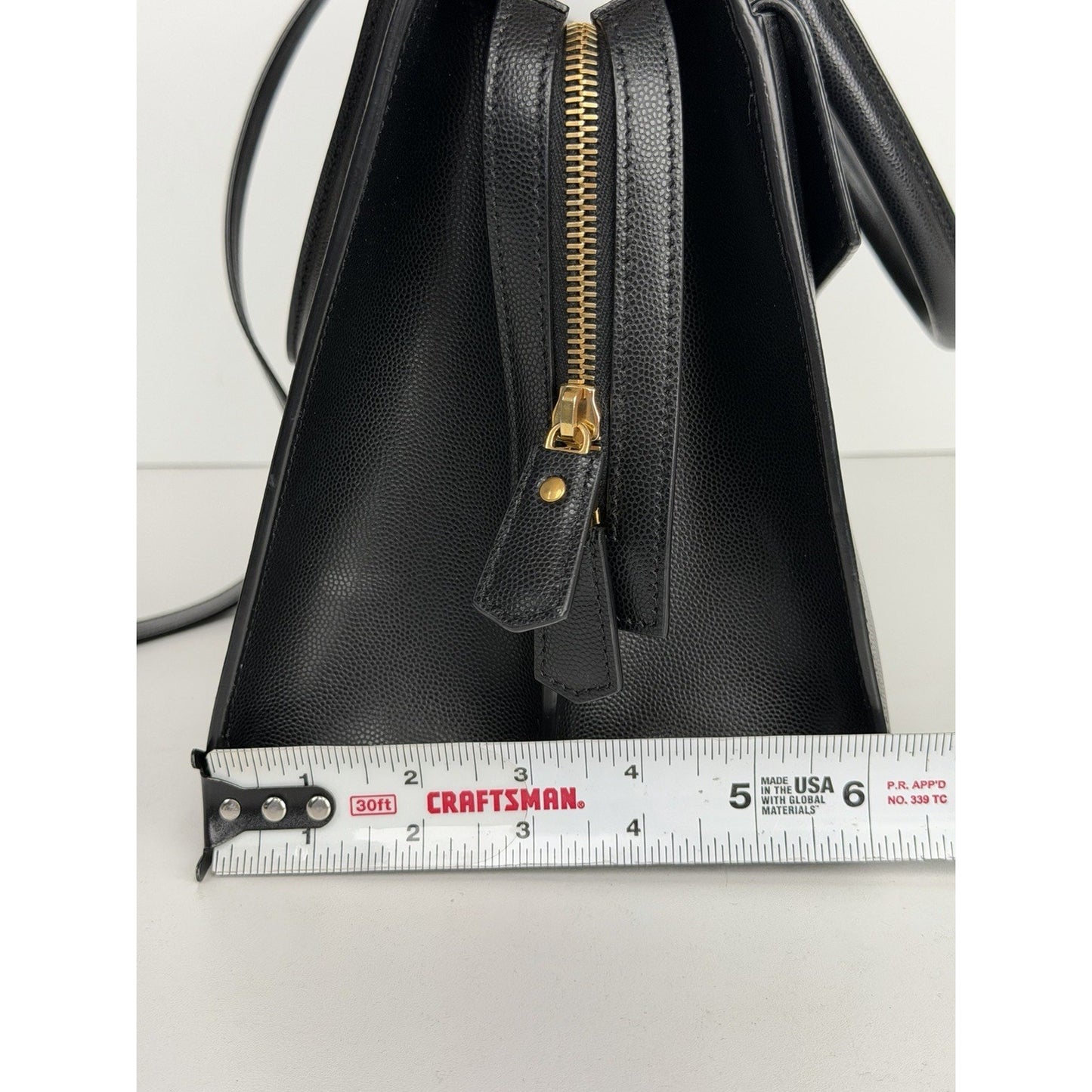 Saint Laurent Uptown Medium Tote Bag in Black Leather with Gold-Tone Hardware S
