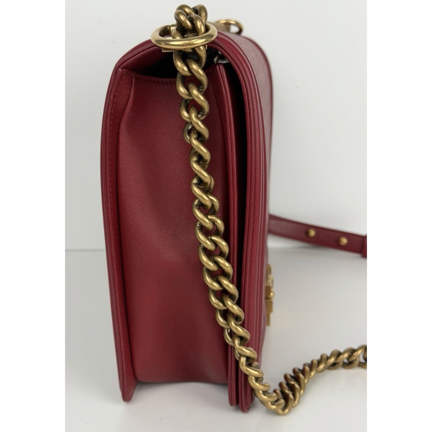 Chanel Boy Bag Large Red Leather & Aged Gold-Tone Hardware 2014 D8