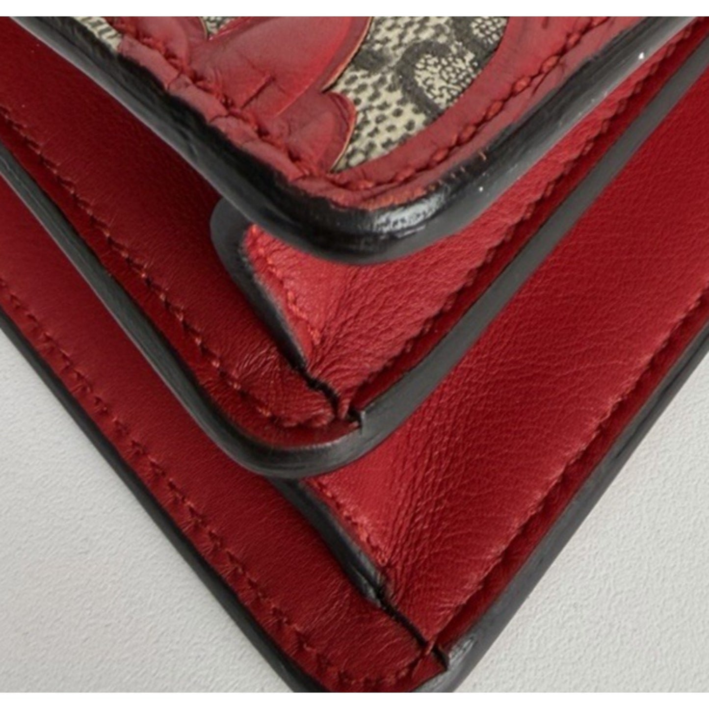 Gucci GG Supreme Arabesque Dionysus Shoulder Bag Small with Red Leather Trim S07