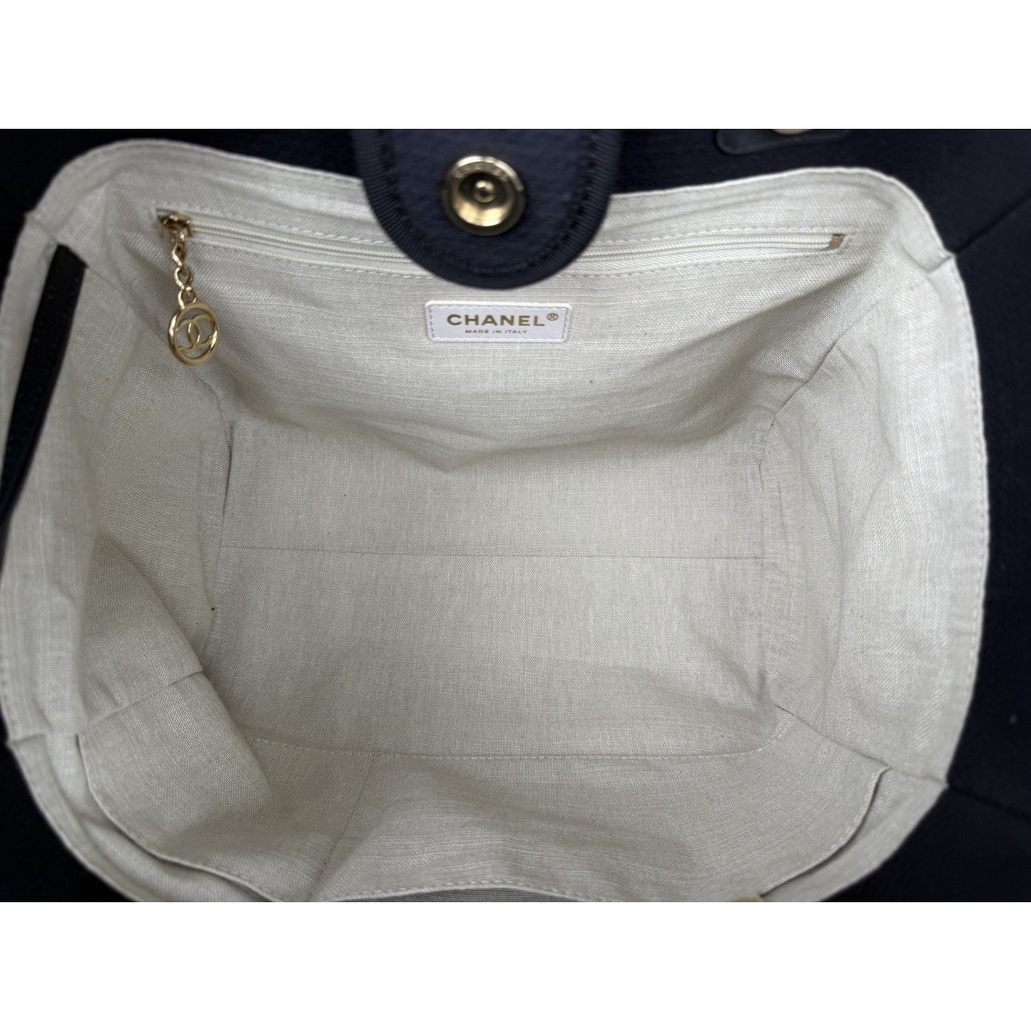 Chanel Deauville Shopping Tote Bag in Black Canvas NFC Small with Pouch E2