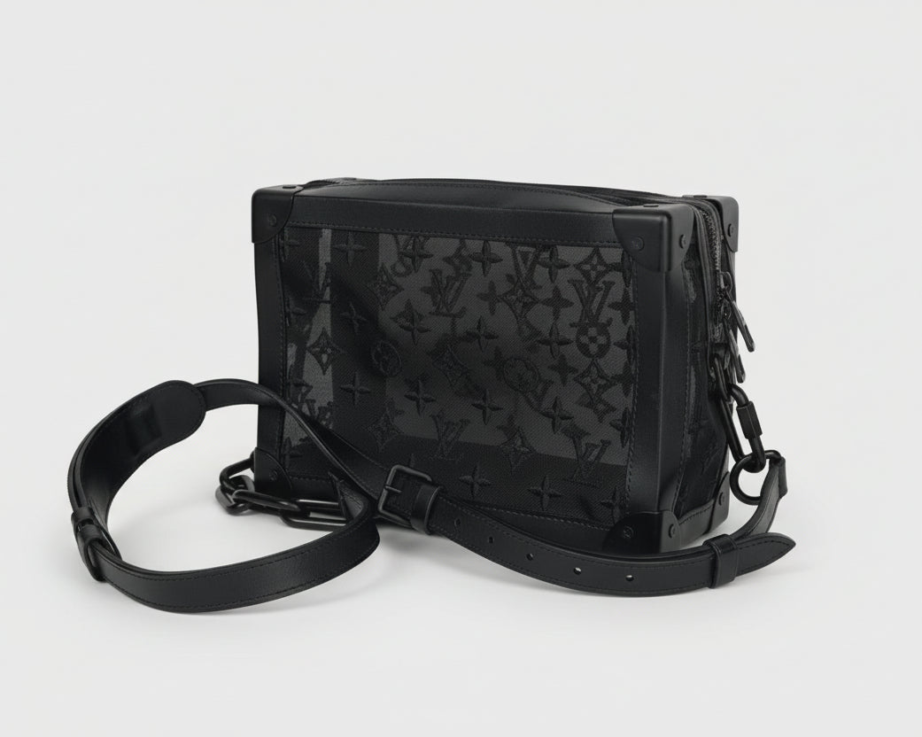 Louis Vuitton Soft Trunk Bag Black Monogram Embroidered Mesh Leather Trim2019 C5