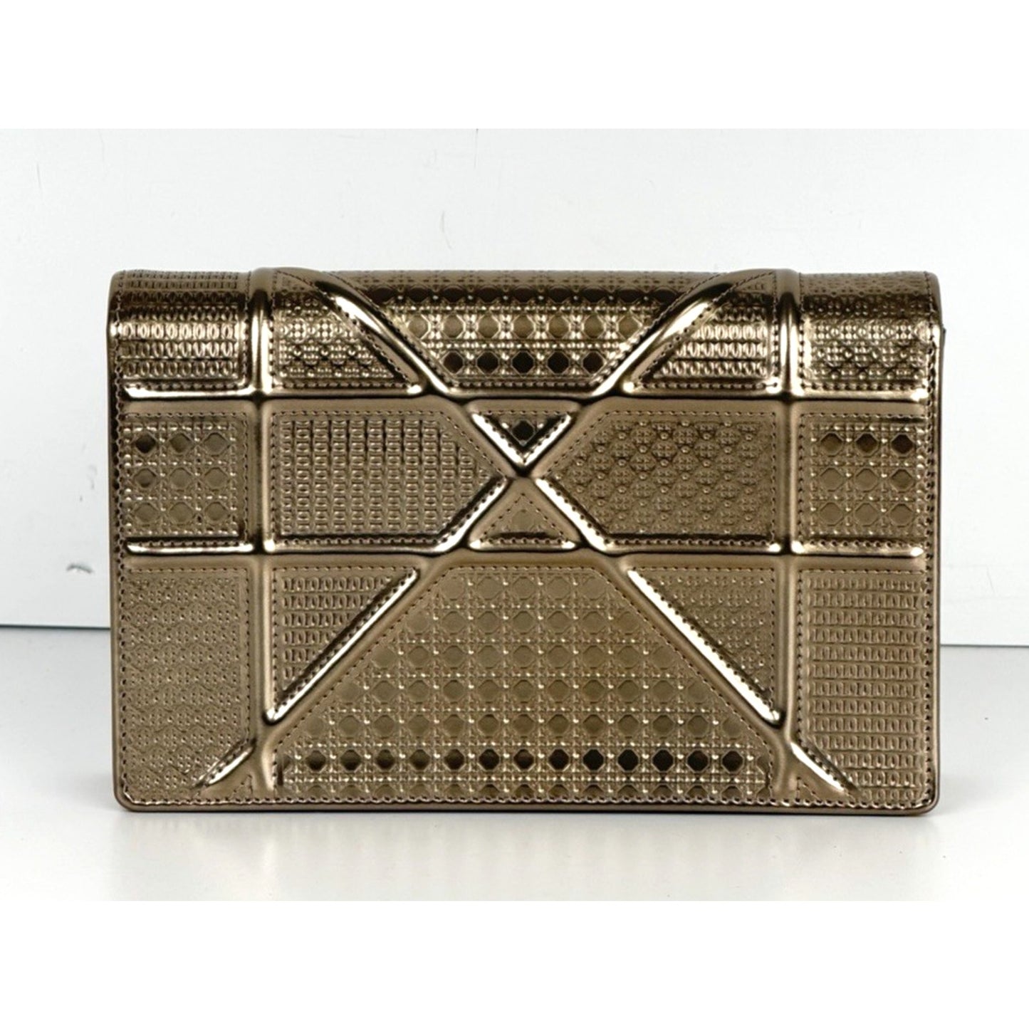 Christian Dior Cannage Diorama Small Wallet on Chain Bag in Metallic Gold S15