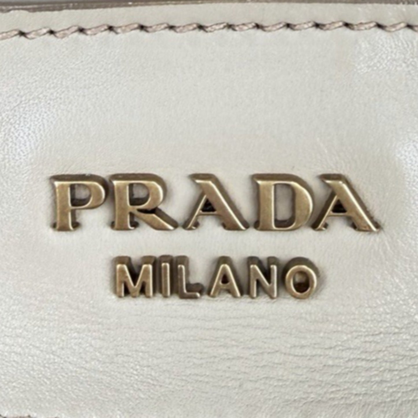 Prada Visone City Calf Leather Tote Bag Large Double Handle in Taupe S