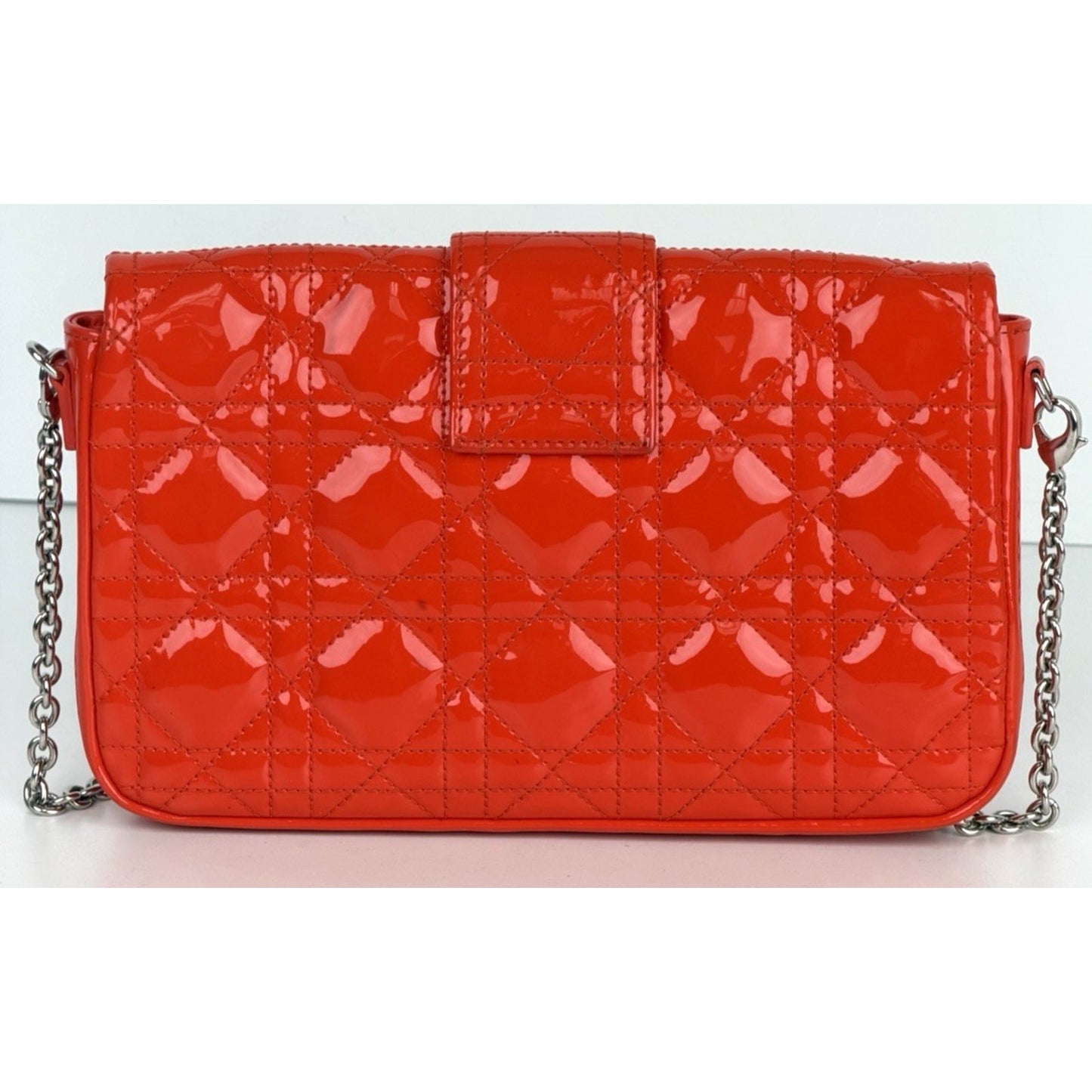 Christian Dior Miss Dior Cannage Patent Leather Wallet on Chain Red S11