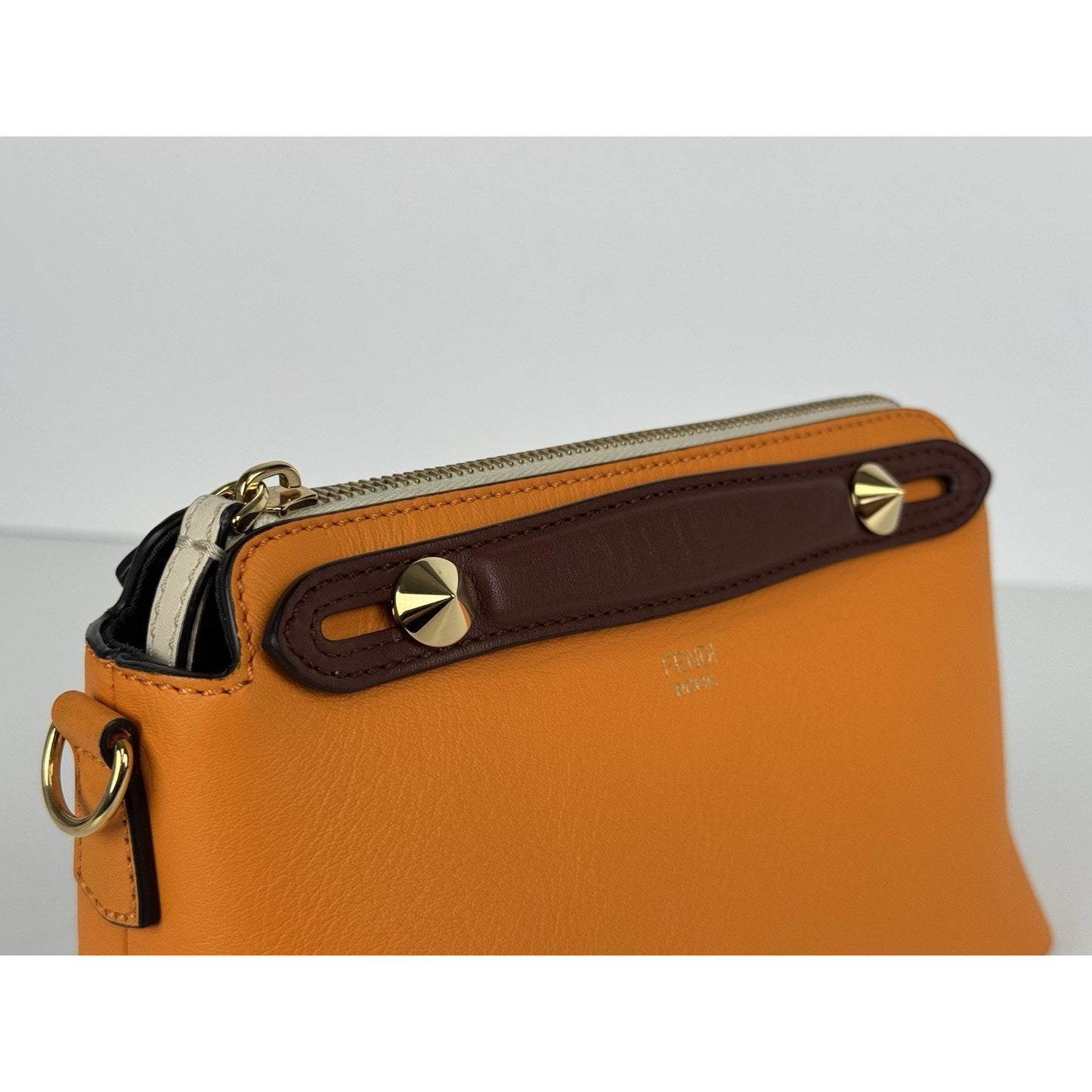 Fendi By The Way Leather Handbag Orange and Brown D-1
