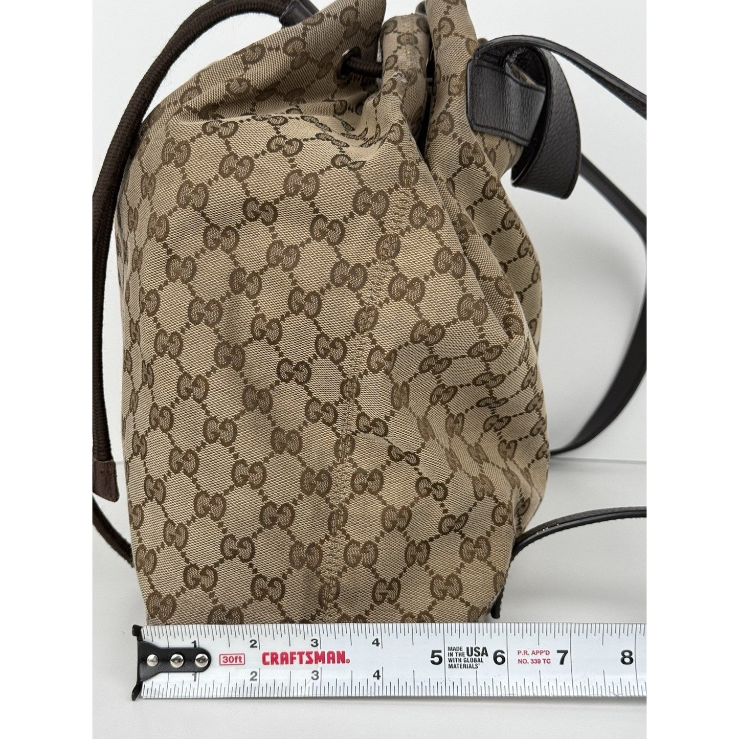 Gucci GG Brown Canvas Bucket Backpack