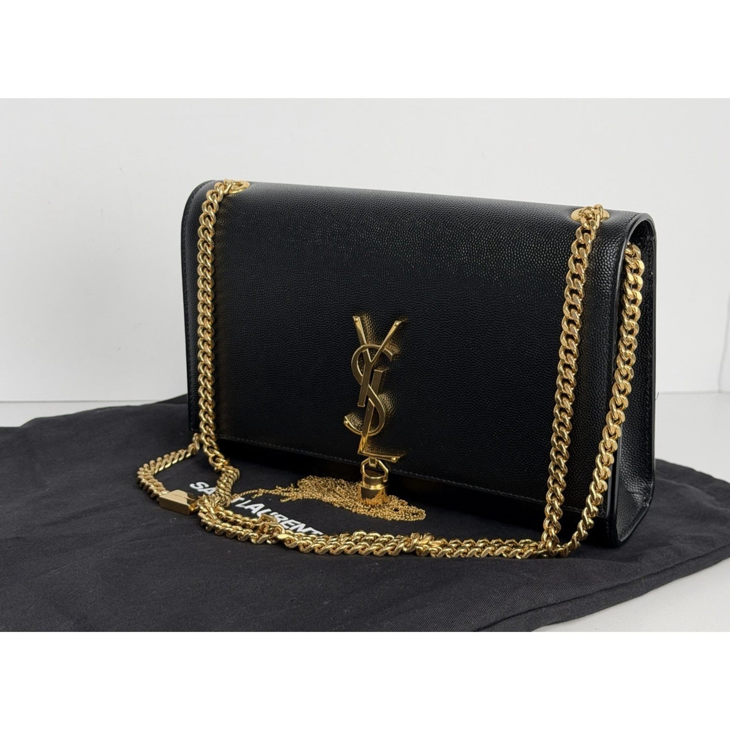 Saint Laurent Medium Kate Tassel Shoulder Bag in Black Calfskin Leather D9