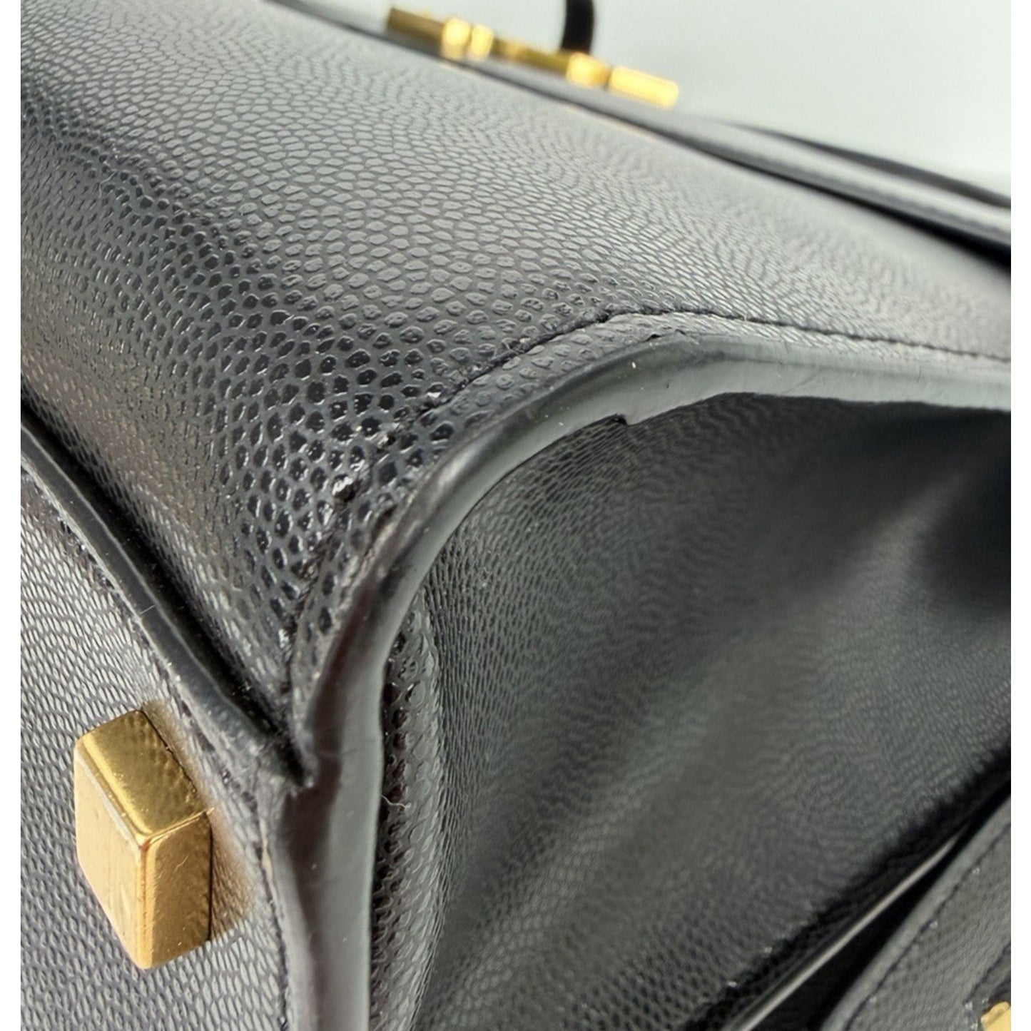 Saint Laurent Uptown Medium Tote Bag in Black Leather with Gold-Tone Hardware S