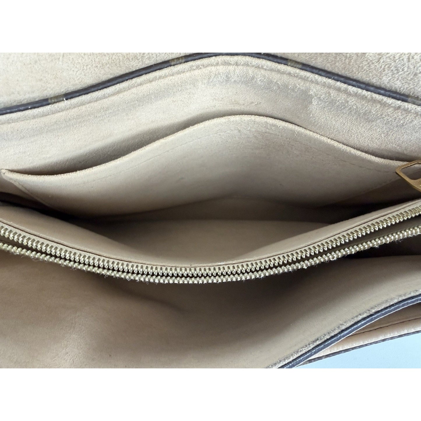 Louis Vuitton Pallas Chain Bag Beige Leather & Brown LV Monogram Canvas 2015 S05