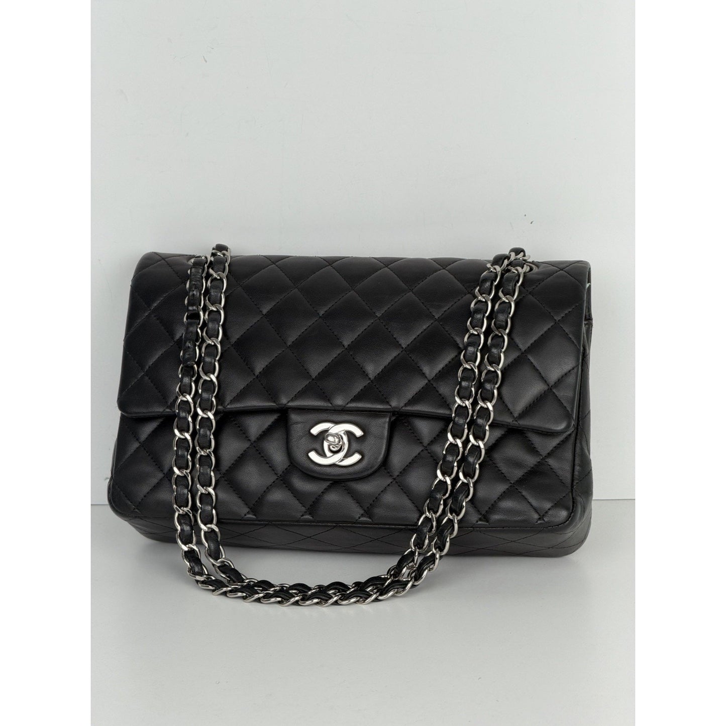 CHANEL Classic Double Flap Bag Medium Black Caviar Leather 2011