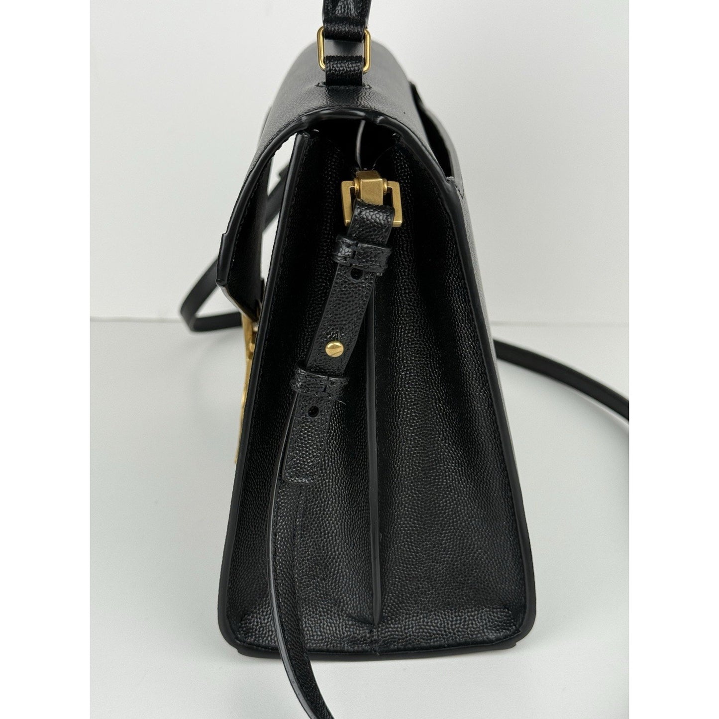 Saint Laurent Cassandra Mini Top Handle Women's Bag in Grain Embossed Leather