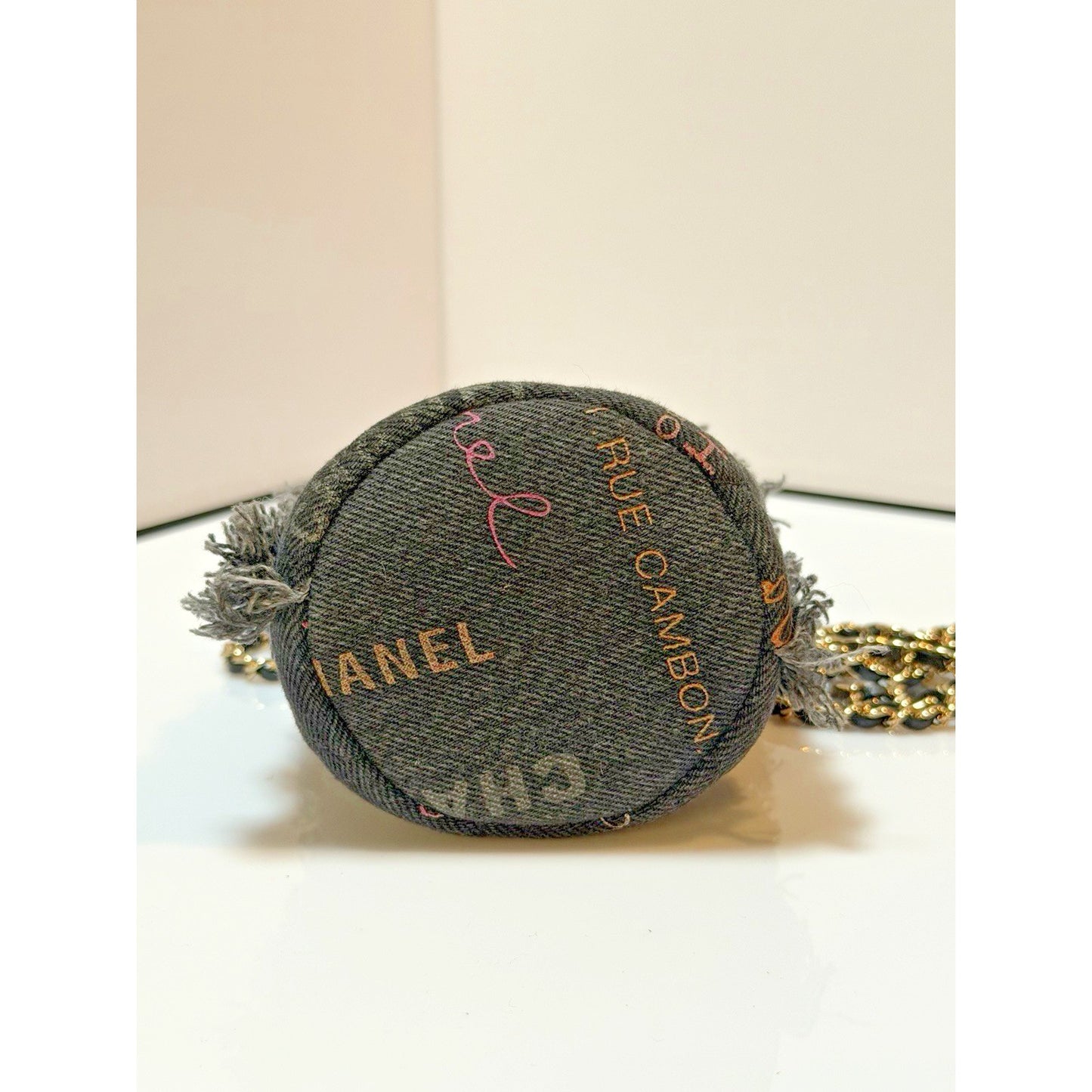 Chanel Mini Denim Moon Bucket Crossbody Bag