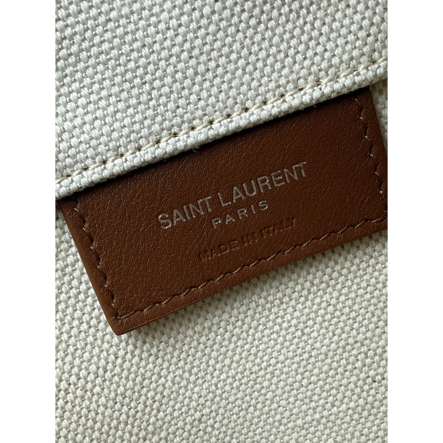 Saint Laurent Rive Gauche Linen Leather Women’s Bucket Bag in Beige
