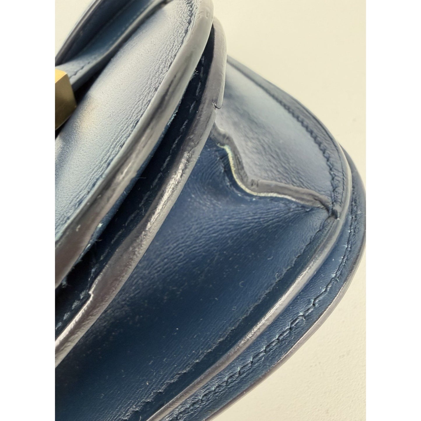 Celine Classic Box Bag Medium Blue Calfskin Leather Gold-Tone Hardware R1