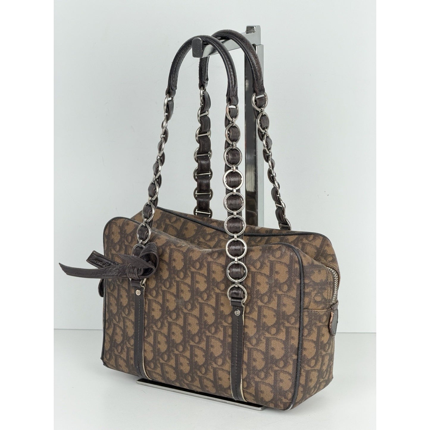 Christian Dior by John Galliano Romantique Trotter Bag in Brown Canvas 2006 S