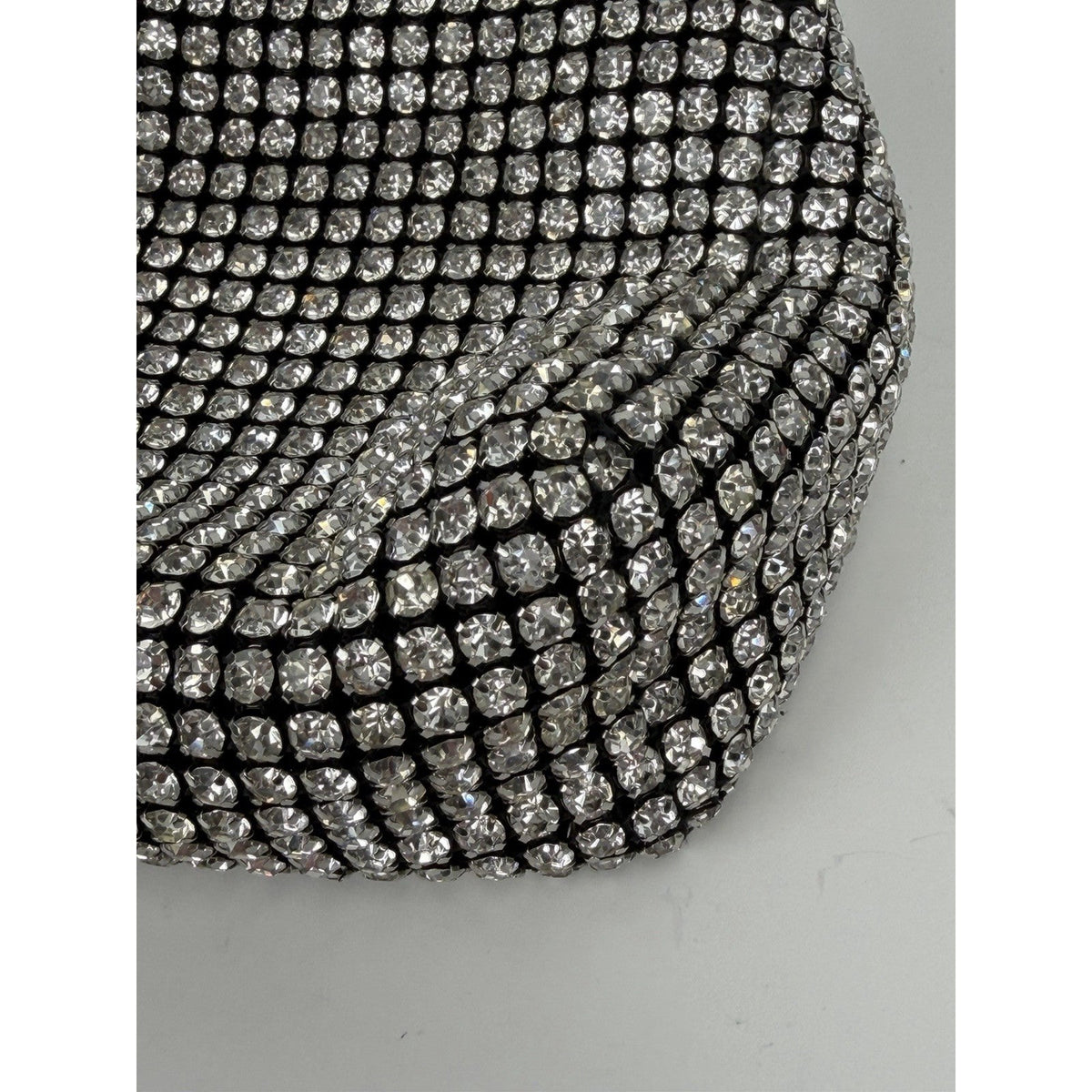 Alexander Wang Crystal Pouch Top Handle Bag in Black Allover Rhinestone Mesh S02