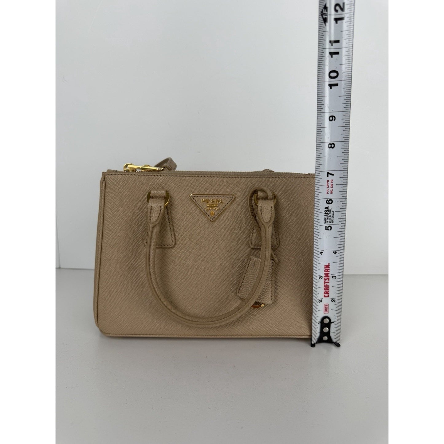 Prada Galleria Small Top Handle Bag in Beige Saffiano Leather C-9
