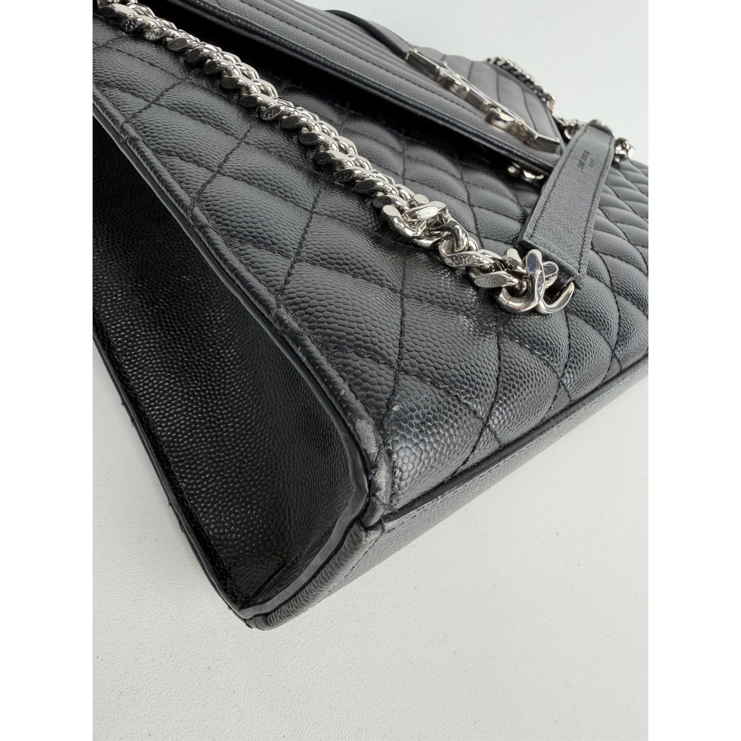 Saint Laurent Envelope Bag Large in Black Grain de Poudre Quilted Leather B1
