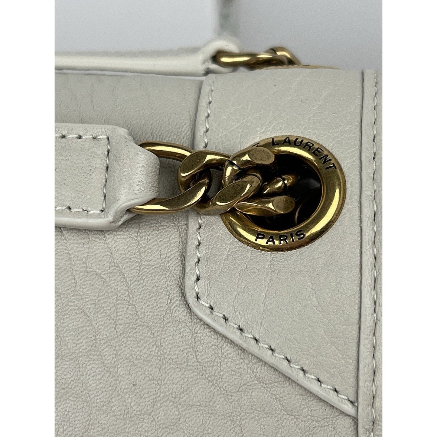 Saint Laurent Niki Medium Leather Shoulder Bag in Crema Soft R1