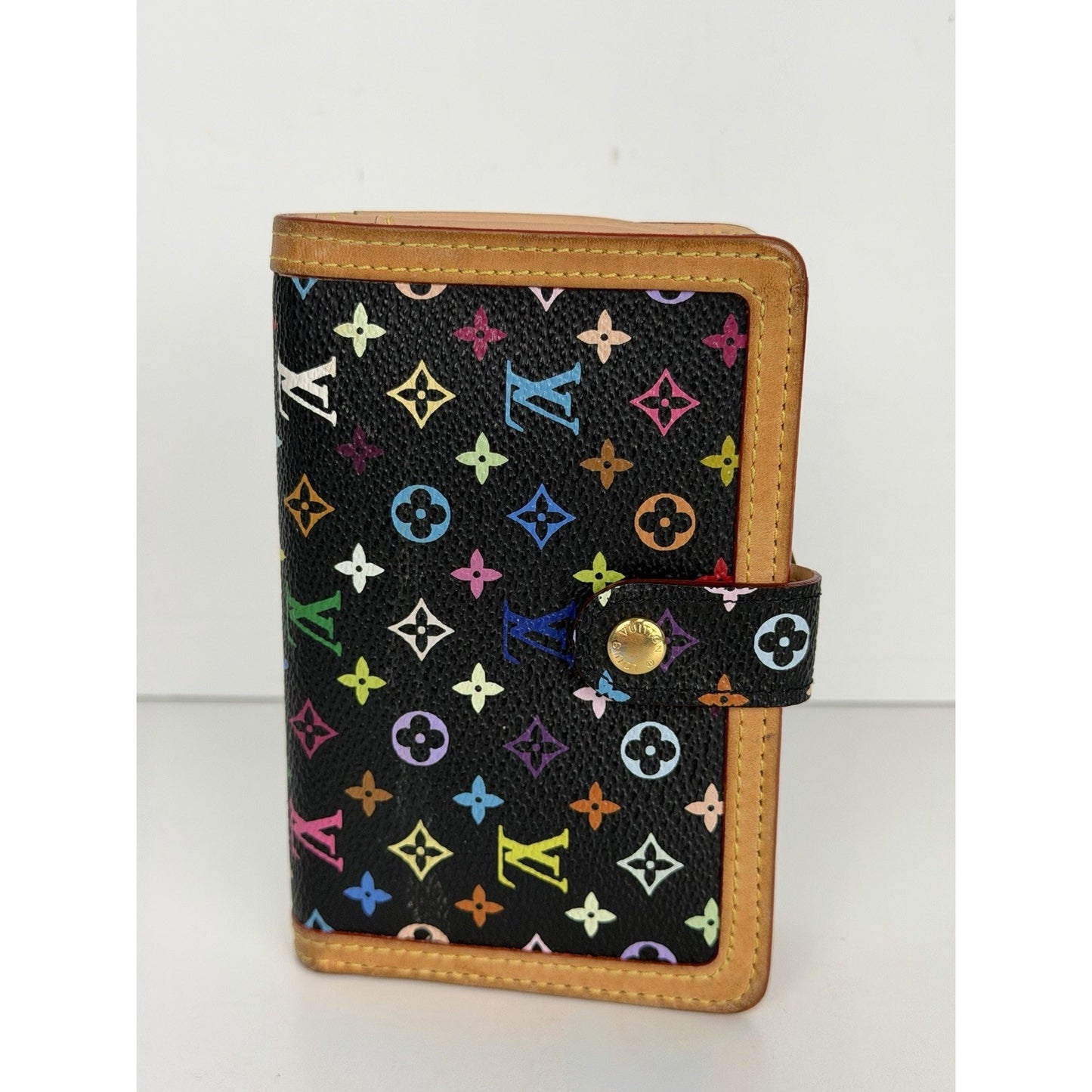 Louis Vuitton Monogram Multicolor French Purse Wallet in Black Canvas 2007