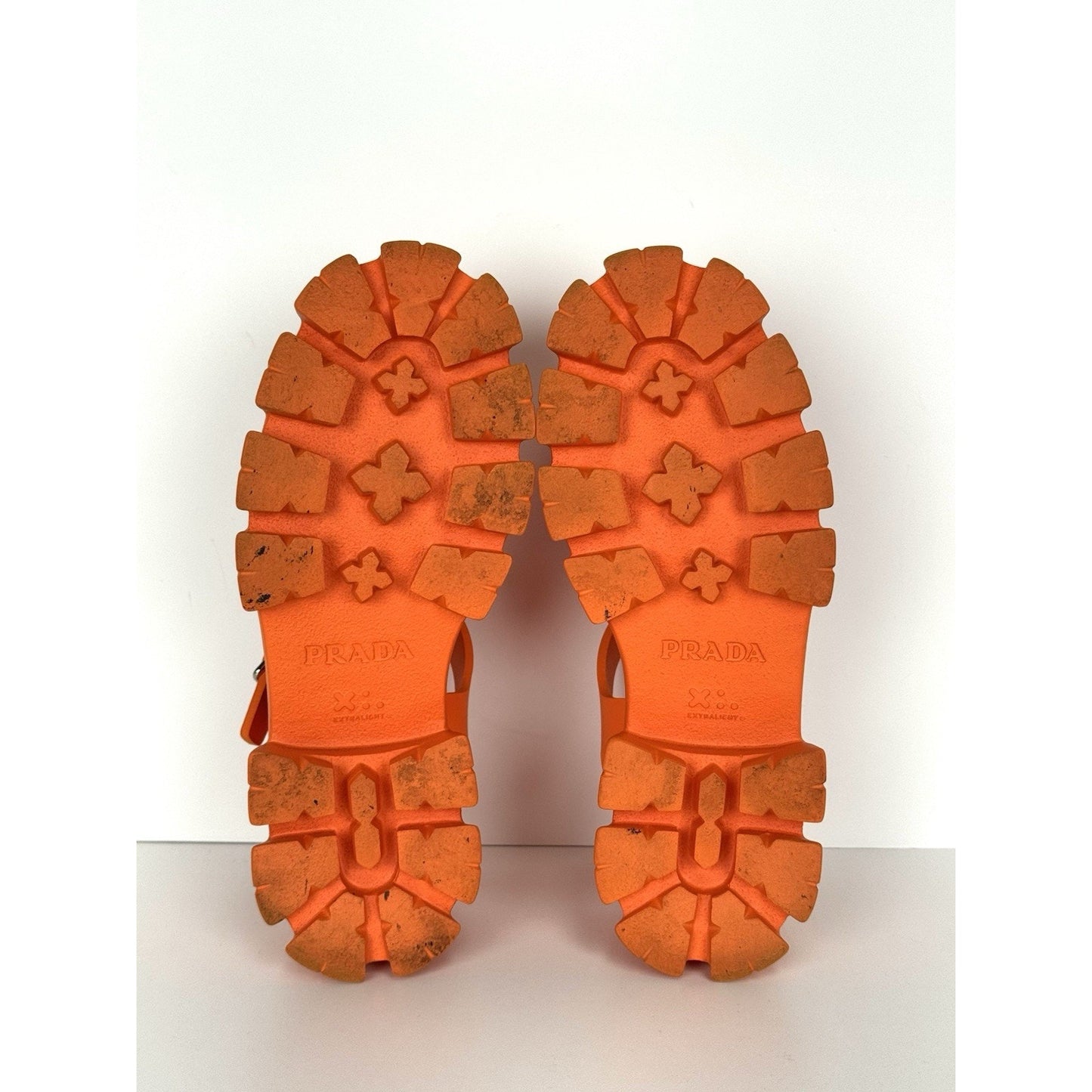 Prada Monolith Rubber Sandals Orange Size 40