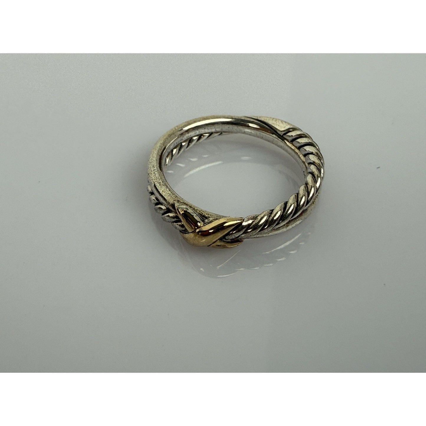 David Yurman Petite X Ring 4mm Steerling Silver & 18K Gold