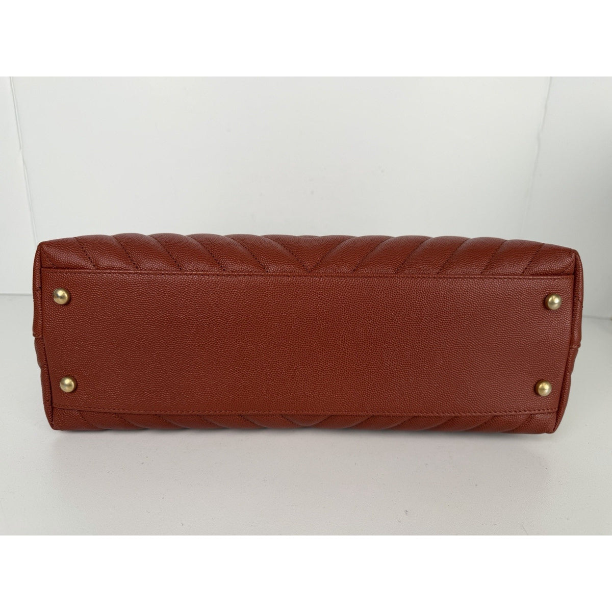 Chanel Chevron Quilted Coco Handle Flap Medium Bag in Rich Brick-Red 2018 D5