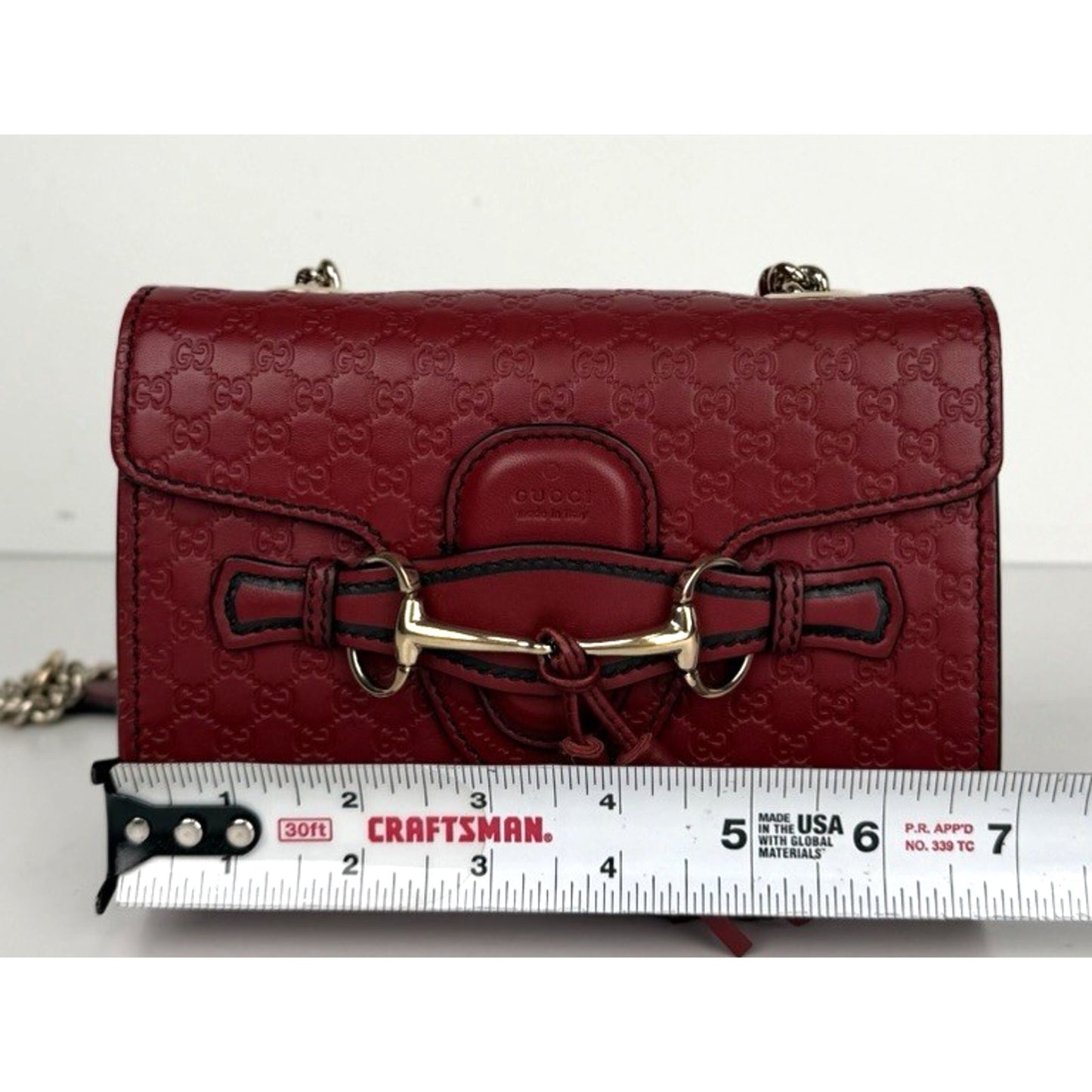 Gucci Microguccissima Mini Emily Bag Crossbody with Tassels in Red Leather S17