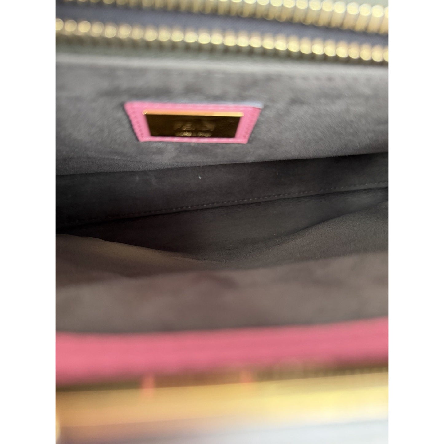 Fendi Peekaboo HandBag Medium Pink Calfskin Leather & Gold-Tone Twist Lock C3