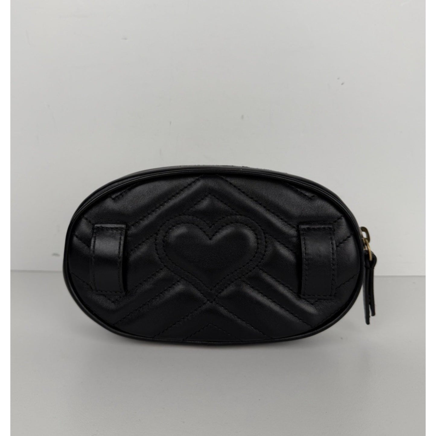 Gucci GG Marmont Small Belt Bag in Black Matelasse Quilted Chevron Leather S19