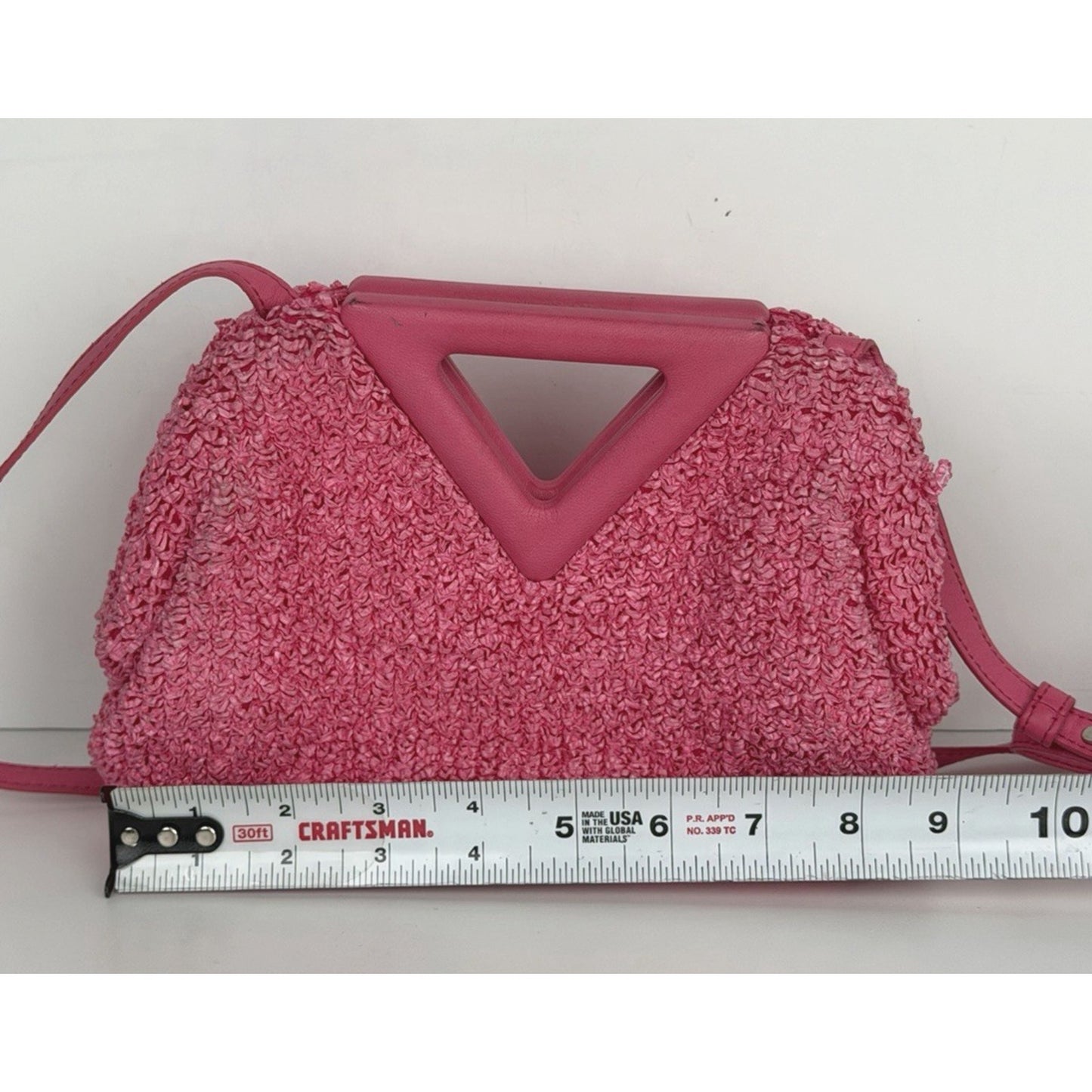 Bottega Veneta Boucle The Point Top Handle Bag Small in Pink Curly Raffia S19
