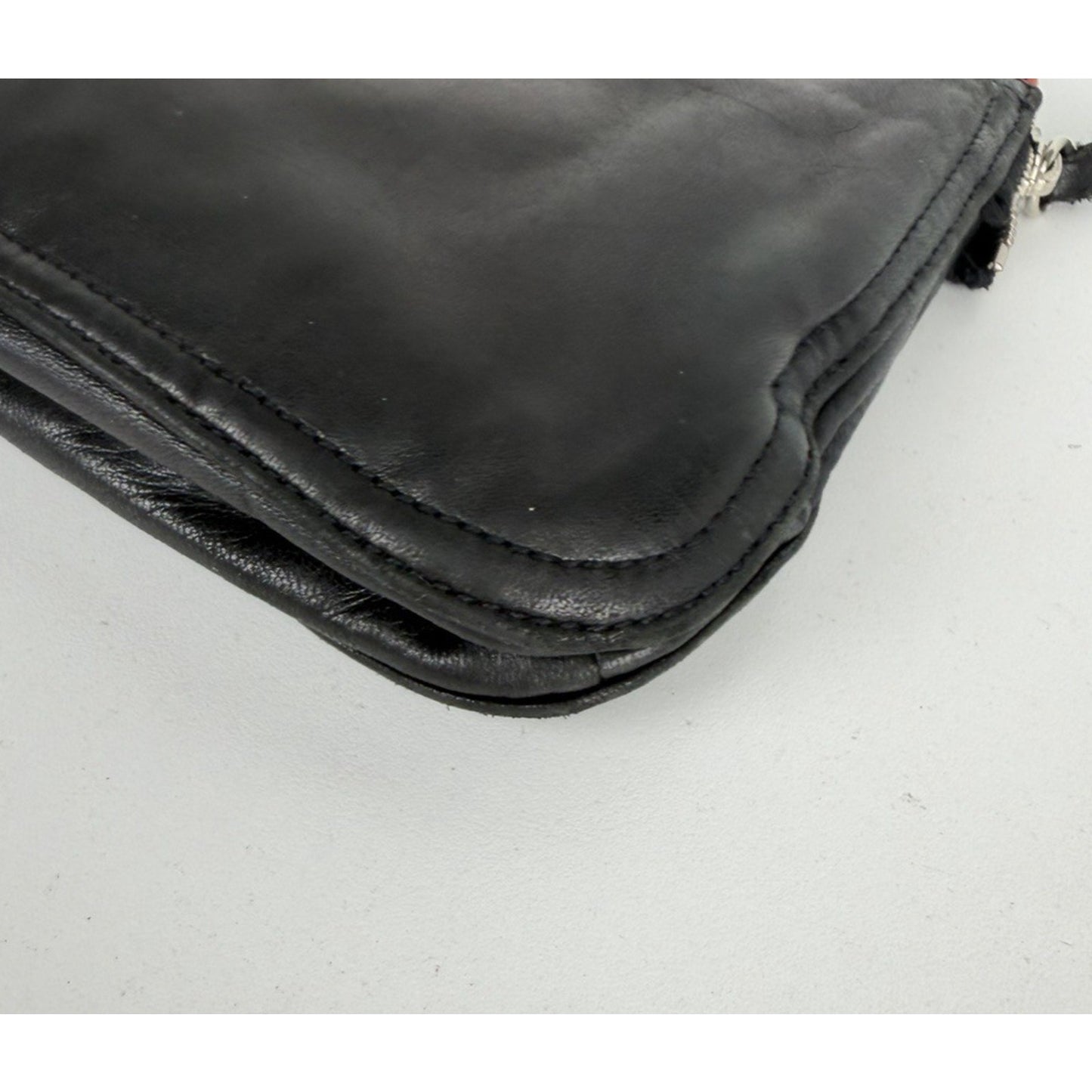 Prada Bicolor Leather Clutch Bag in Black and Orange Unisex S11