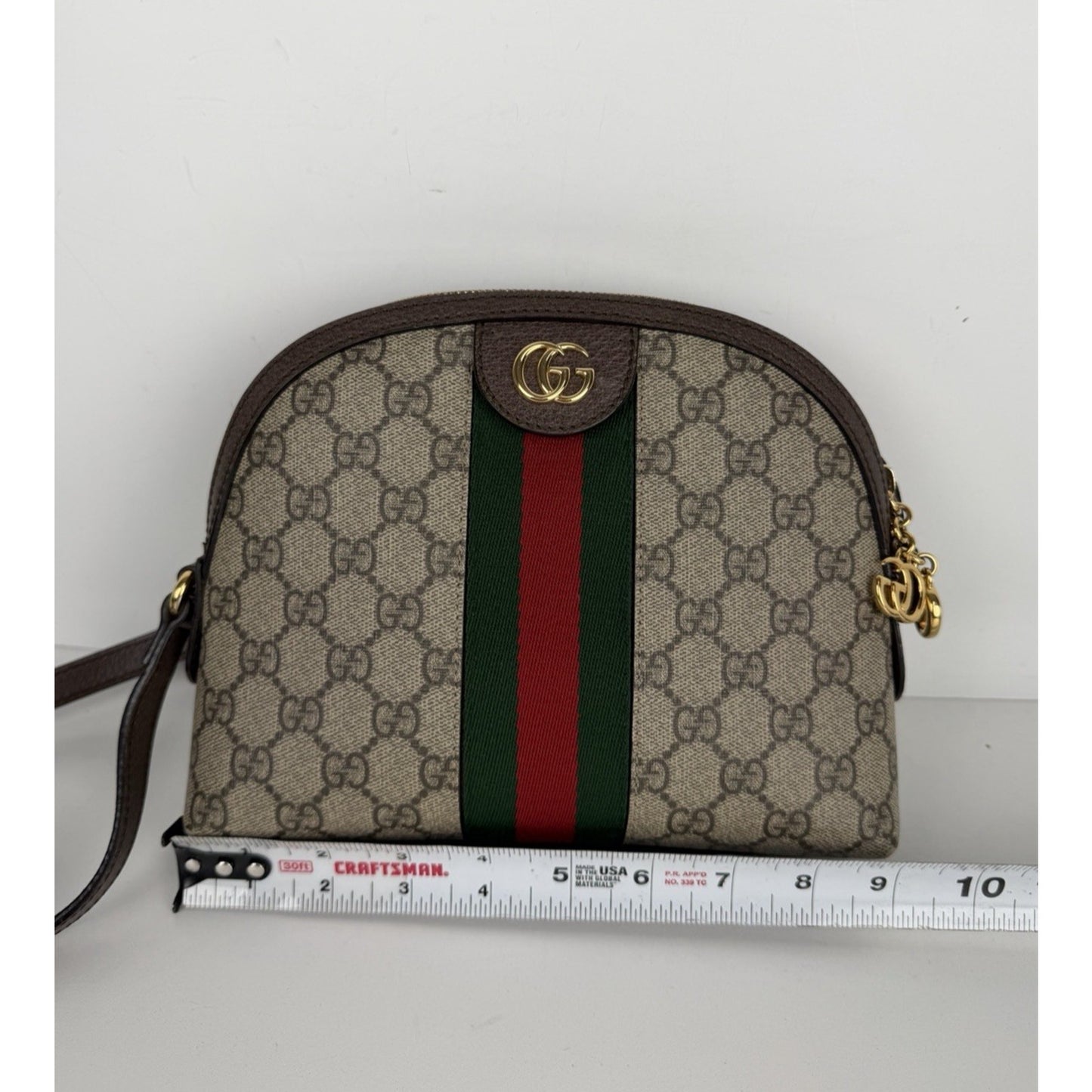 Gucci Ophidia Rounded Top Shoulder Bag Small in Brown GG Supreme Canvas S-19