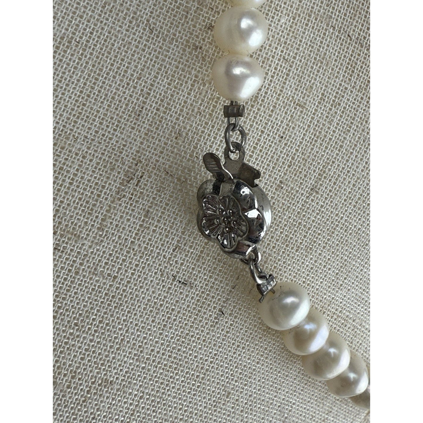 White Pearls with Silver Clasp Necklace