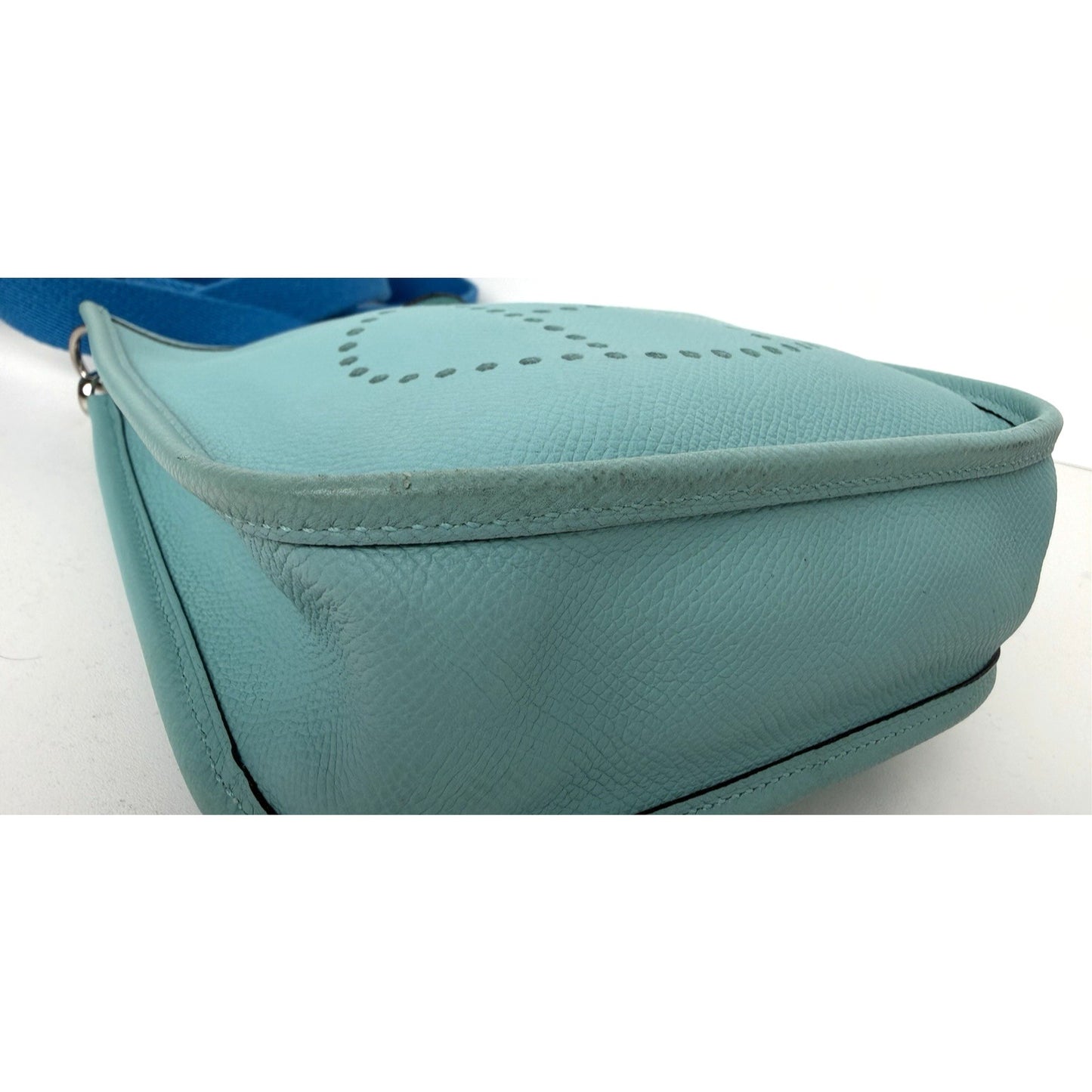 Hermes Evelyne TPM 16 Gen III Bag in Bleu Atoll and Canvas Shoulder Strap 2017D1