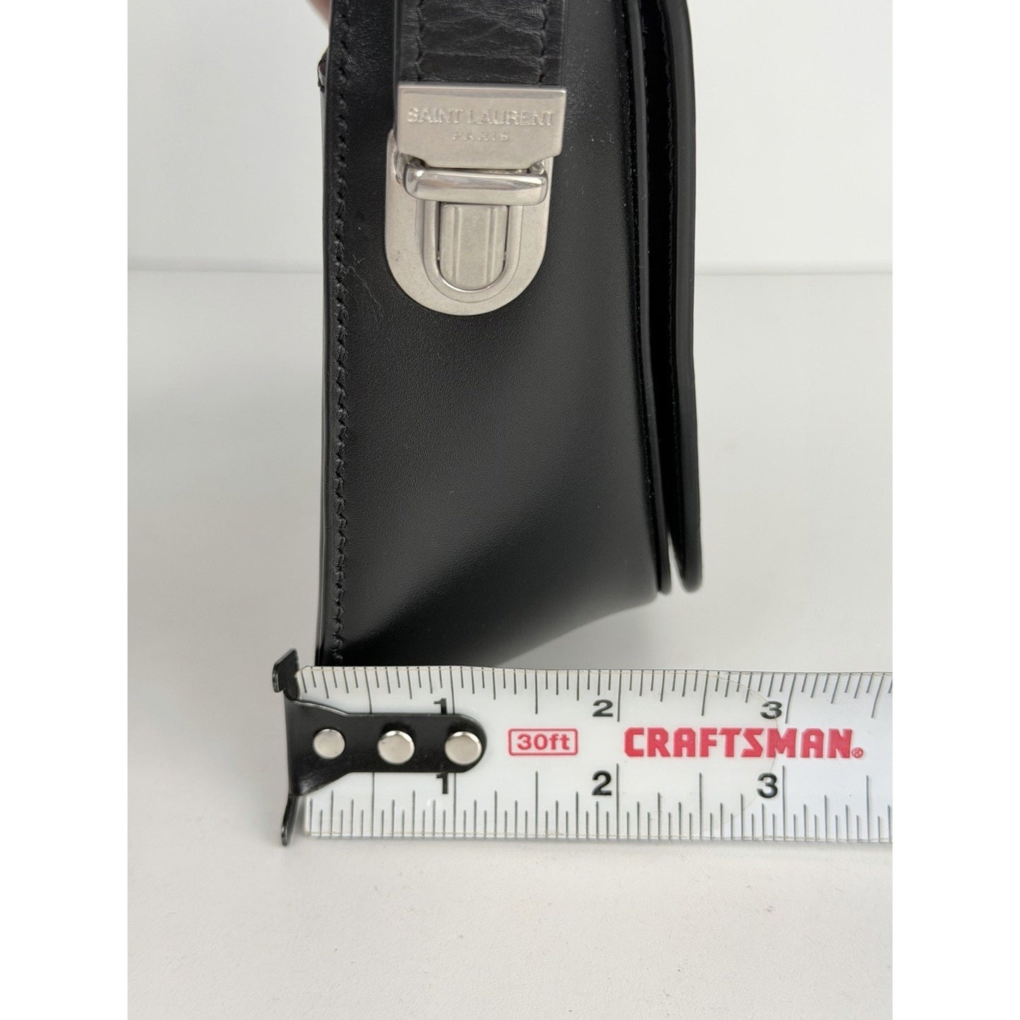 Saint Laurent Small Shoulder Bag in Black Calfskin Leather Foldover Flap Top S11