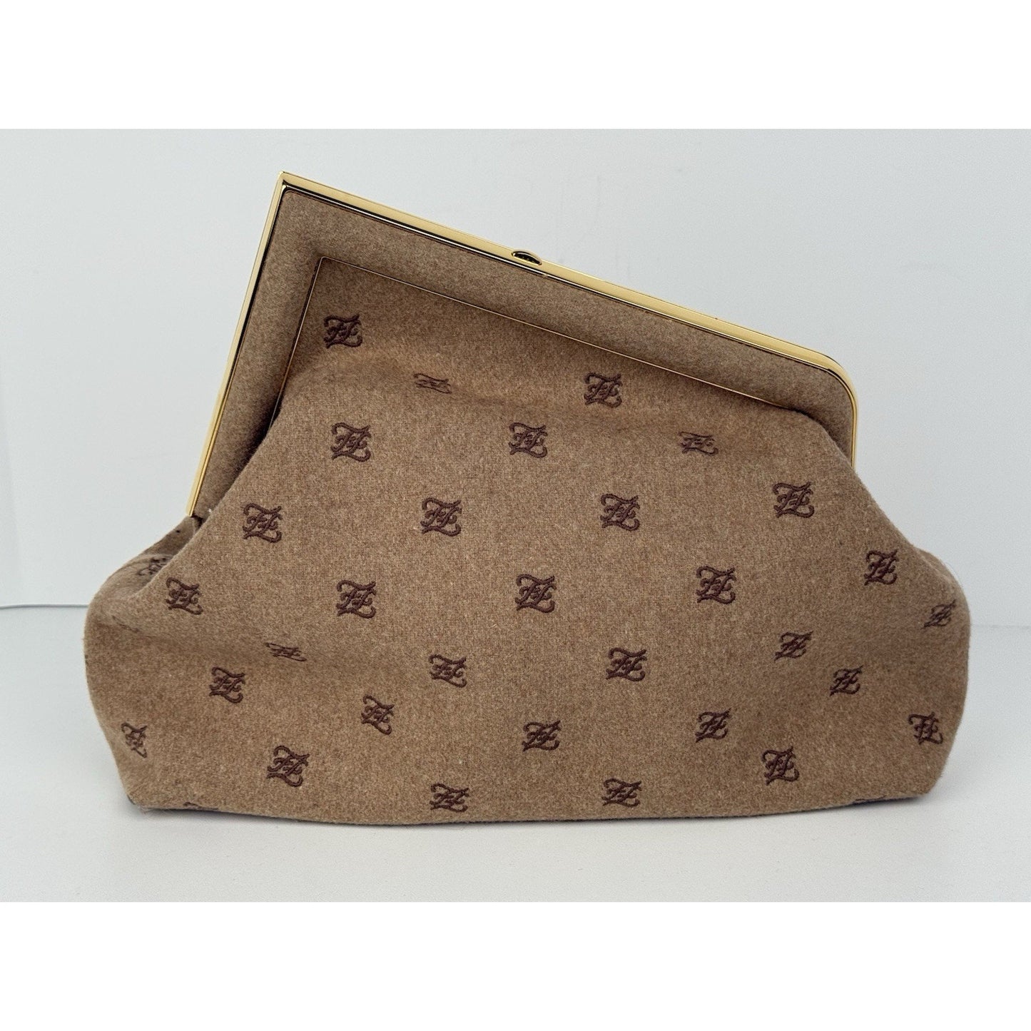 Fendi First Bag FF Karligraphy Brown Flannel Wool