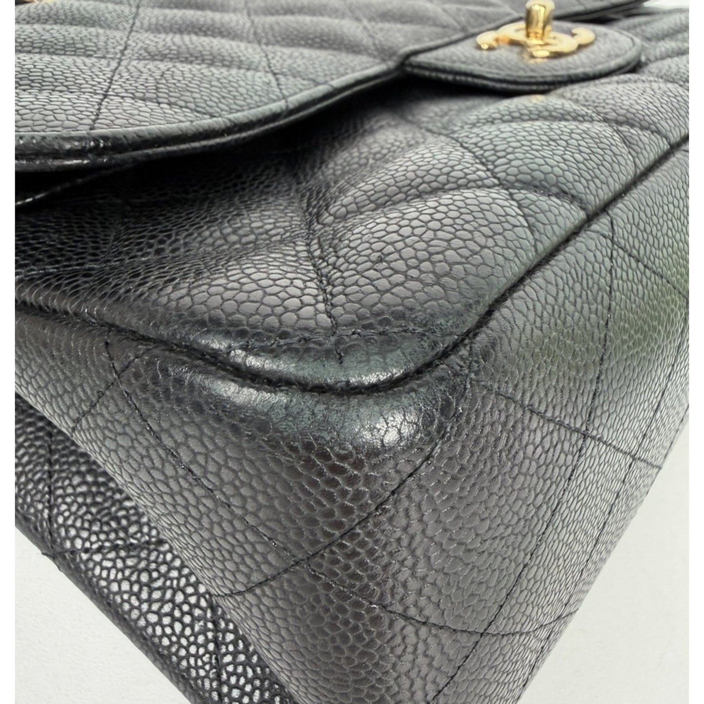 Chanel Classic Caviar Jumbo Double Flap Bag in Black Leather 2009-2010 U1