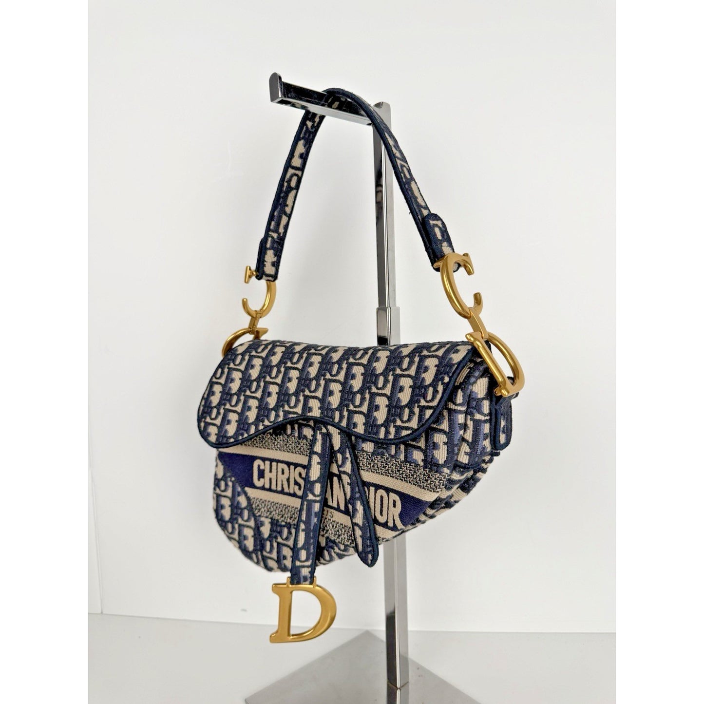 Christian Dior Embroidered Saddle Bag Blue Dior Oblique Monogram Canvas 2024 B4