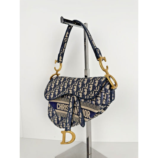 Christian Dior Embroidered Saddle Bag Blue Dior Oblique Monogram Canvas 2024 B4