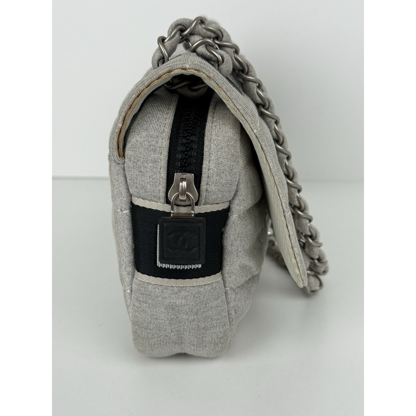 Chanel Sport Line 2006 Quilted Denim Jersey Shoulder Bag