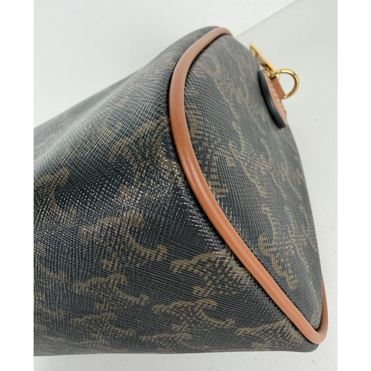 Celine Small Boston Bag in Tan Triomphe Coated Canvas F1
