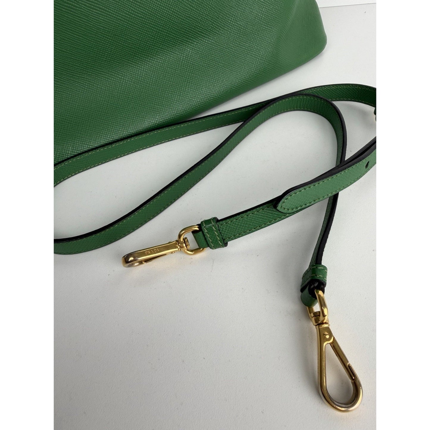 Prada Cuir Dome Satchel Medium Bag in Vibrant Green Saffiano Leather S
