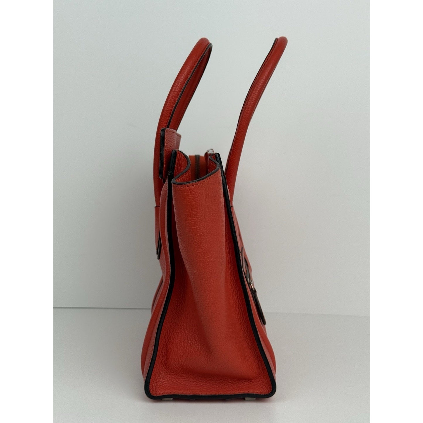Céline Mini Luggage Tote Red-Orange Leather Handbag