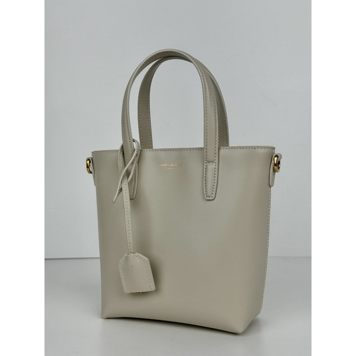 Saint Laurent Mini Toy Shopping Tote Cream Leather Bag (3)